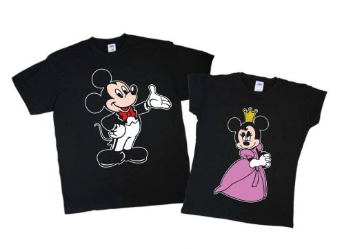 Мужская и женская футболки в наборе для пары "Mickey and Minnie"