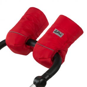 Муфта для коляски на флисе в форме рукавичек (красный)