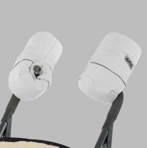 Муфта для коляски на флисе в форме рукавичек (белая)