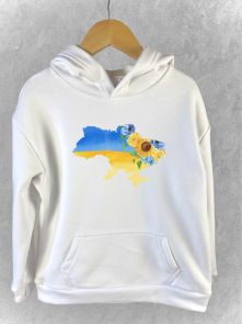 Худи на флисе "Карта Украины цветы"
