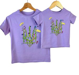 Комплект футболок для мами та доньки "Тризуб" (квіти мальовані)