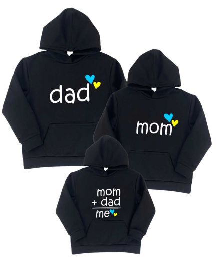 Комплект худи семейного Family look "dad+mom=me" (Украина)