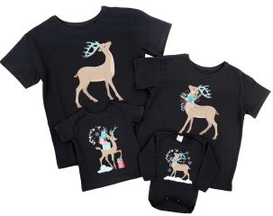 Комплект новогодних семейных футболок "Олени"