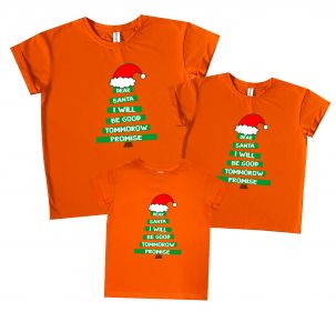 Комплект семейных футболок "Ёлка в новогоднем колпаке"