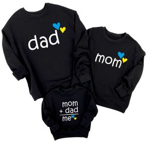 Комплект свитшотов семейного Family look "dad+mom=me" (Украина)