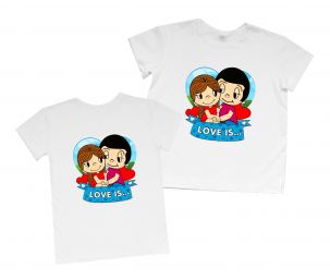 Пара футболок для влюбленной пары "LOVE IS..."