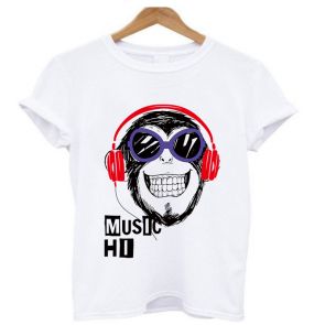 Мужская футболка бойфренд "Music Hi" (обезьяна)