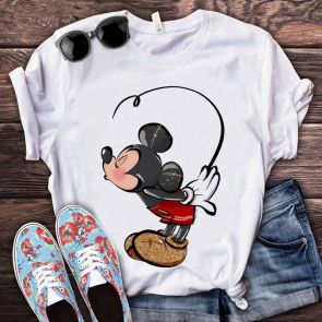 Мужская футболка с рисунком "Mickey and Minnie kiss"