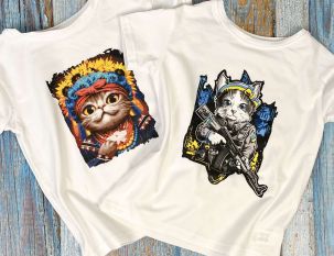Набір футболок для мами та доньки "українські коти"