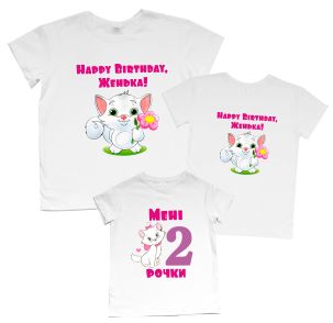 Набір сімейних футболок до Дня народження донечки "Котики"