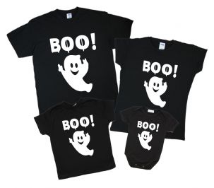 Набор футболок "Boo!" для праздничного family look на Halloween