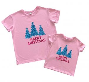 Набор футболок для мамы и дочки "Merry Christmas + Ёлки"
