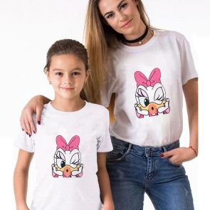 Набор футболок для мамы и дочки "Поночка" (утка дисней)
