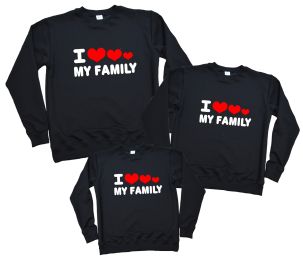 Набор из 3х свитшотов "I love my family"