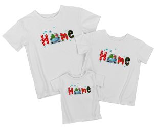 Набор новогодних футболок Family look "HOME"