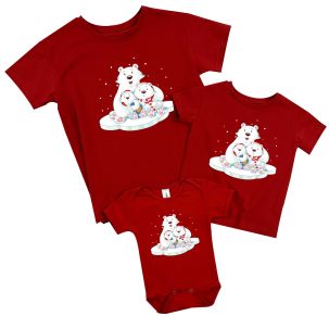 Набор новогодних семейных футболок "Белые медведи"