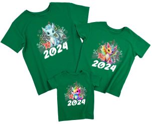 Набор новогодних семейных футболок "Драконы"