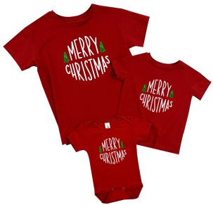Набор новогодних семейных футболок "Merry Christmas" (круг)