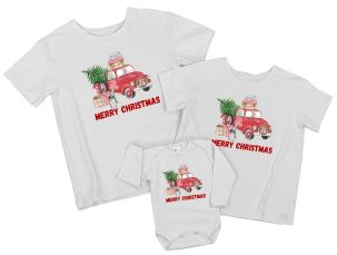 Набор новогодних семейных футболок "Merry Christmas" (машина)
