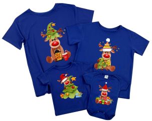 Набор новогодних семейных футболок "Олени с подарками"