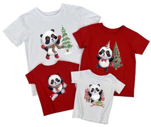 Набор новогодних семейных футболок "Панды"