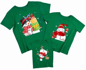 Набор новогодних семейных футболок "Снеговики" (3 шт)