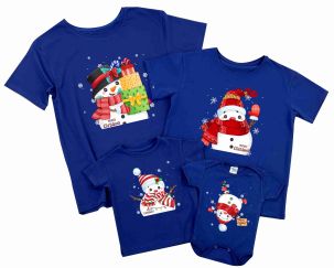 Набор новогодних семейных футболок "Снеговики"