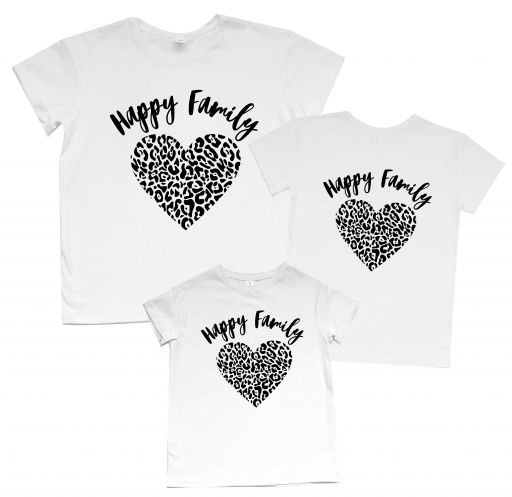 Набор одинаковых футболок "Happy family + сердце"