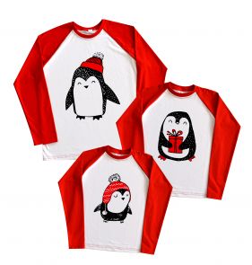 Регланы Family look с новогодней зимней тематикой "Пингвины"