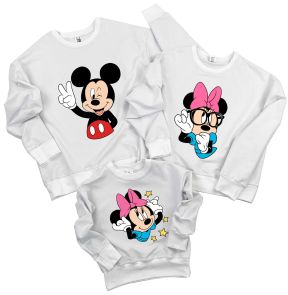 Набор семейных белых свитшотов Family look "Mickey and Minnie"