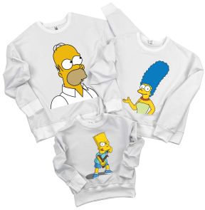 Набор семейных белых свитшотов Family look "Симпсоны"