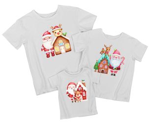 Набор семейных футболок с рисунком "Санта"