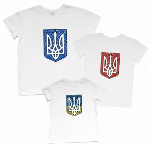 Набор семейных патриотичных футболок "Герб" (вишиванка)