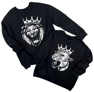 Набор царских свитшотов для пары "Львы в коронах"