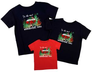 Новогодние футболки набор Family look "TIME" (вагончик)
