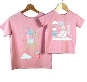 Новогодний набор футболок мама дочка "Принцесса и олень"