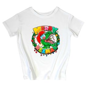 Новогодня футболка с принтом "Merry Christmas" (динозавр)