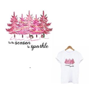 Новогодняя футболка "Ёлки" (розовый принт)