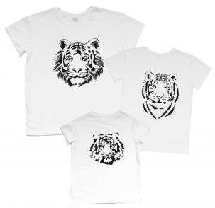Однотонные футболки Family look "Тигры"