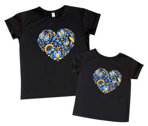 Пара футболок для мами та доньки "Серце" (візерунок)