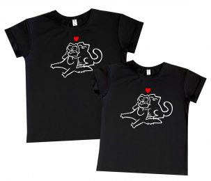 Пара футболок с принтом "Влюбленные коты"