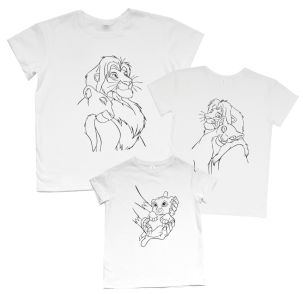 Семейные футболки набором "Львы" (контур)