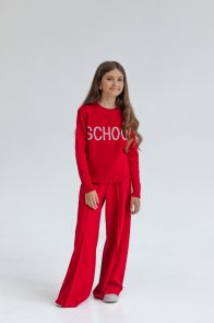 Школьный вязаный костюм для девочки "School" (красный)