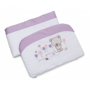 Бампер в детскую кроватку Twins Evo Лето сатин / аппликация 2073-A-019, white / violet, белый / фиолетовый