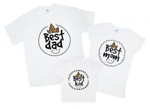 Набор футболок Family look с детской футболкой или боди на выбор "Best dad, mom, kid"