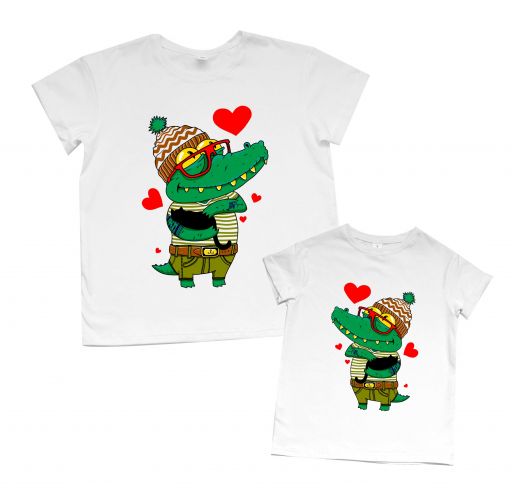 Пара футболок Family look для папы и сына "Крокодилы"