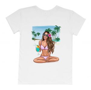 Женская футболка бойфренд "Девушка на Мальдивах"
