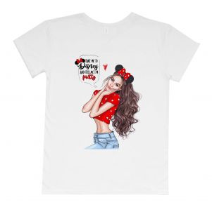 Женская футболка бойфренд "Девушка в ушках Минни"