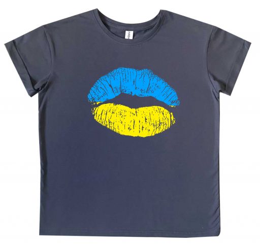 Женская футболка бойфренд "ГУБЫ" (флаг Украины)