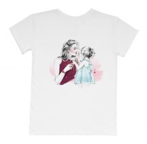 Женская футболка бойфренд "Мама и дочка с ромашкой"